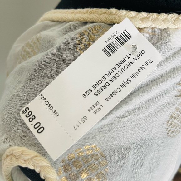 Pool to party open shoulder dress pineapple 🍍 prints dress cover NWT ONE SIZE - Picture 6 of 10